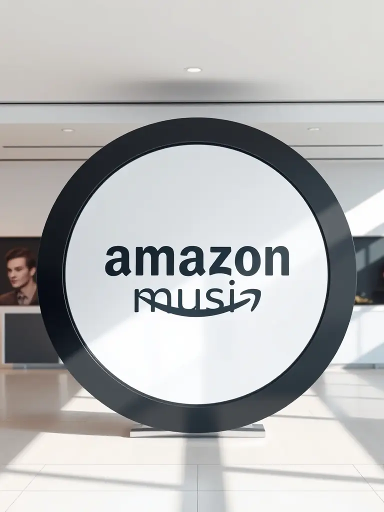 A professional image showcasing the Amazon Music logo, ensuring clarity and brand recognition, used to promote AudioNest's podcast availability on Amazon Music.